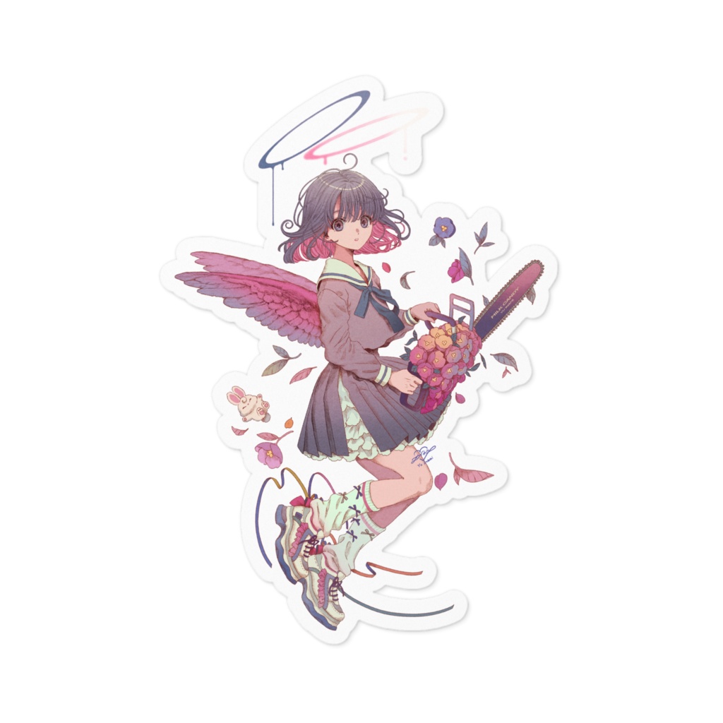 お花チェンソーステッカー