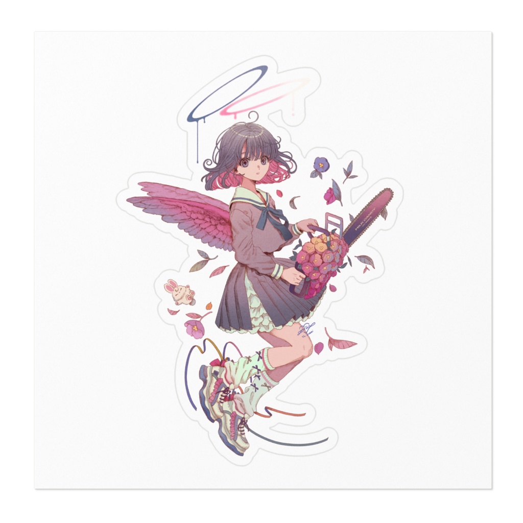 お花チェンソーステッカー