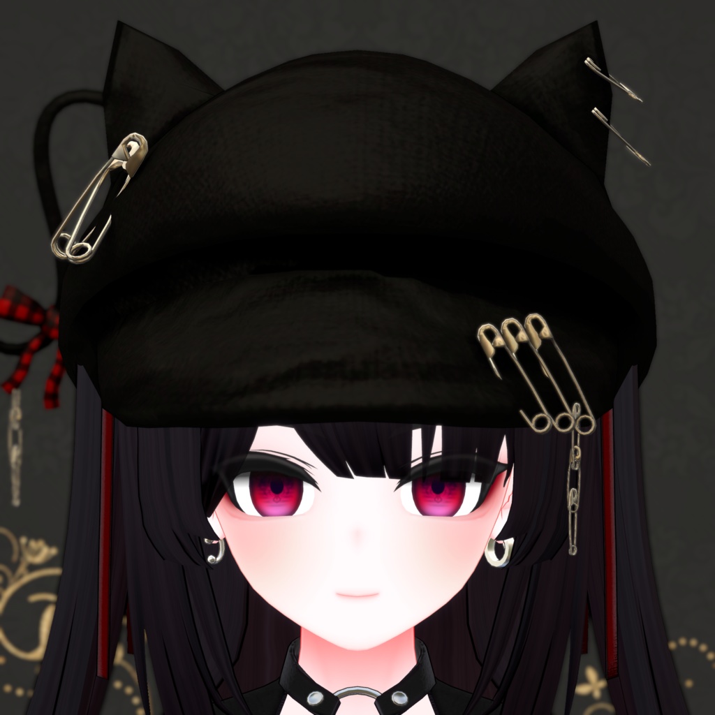 パンクな猫耳キャスケットv4(PhysBone設定済み・テクスチャ差分7色)