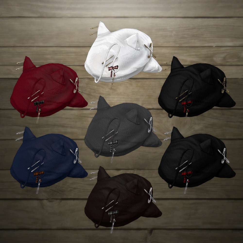 パンクな猫耳キャスケットv4(PhysBone設定済み・テクスチャ差分7色)