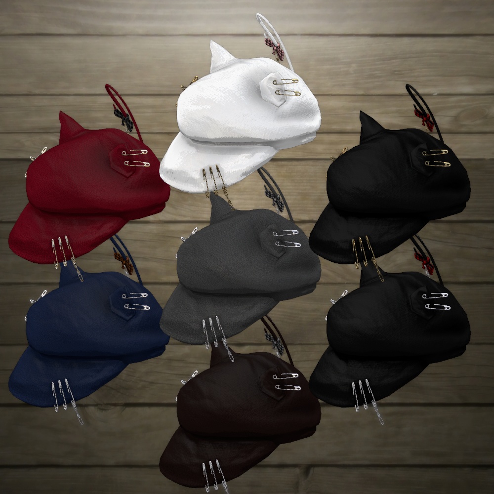 パンクな猫耳キャスケットv4(PhysBone設定済み・テクスチャ差分7色)