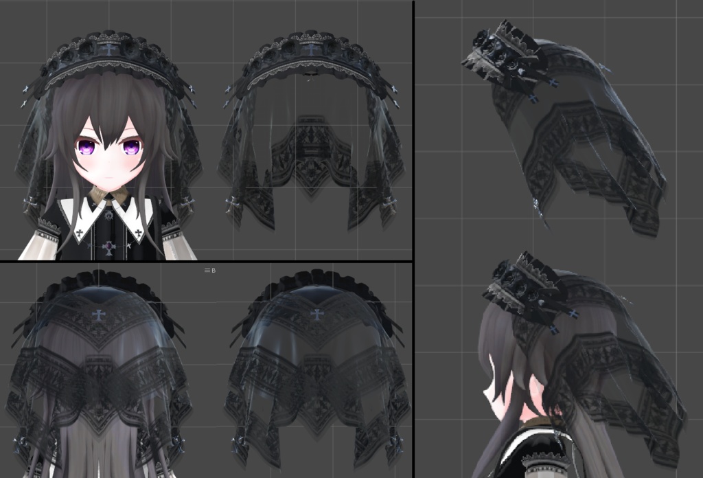 ゴスロリ黒ヴェールv2(透過度差分ファイル付き)