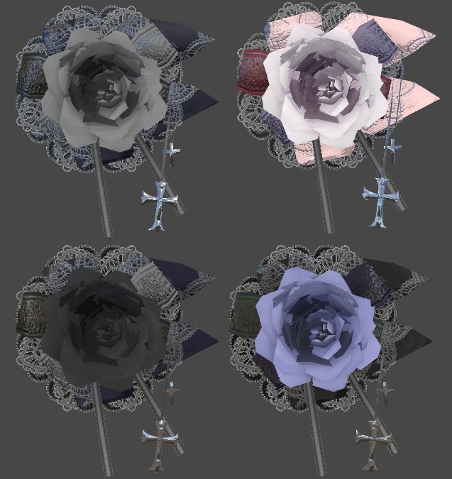 ゴシック調な眼帯(4色差分・紐調整用ボーン入り)