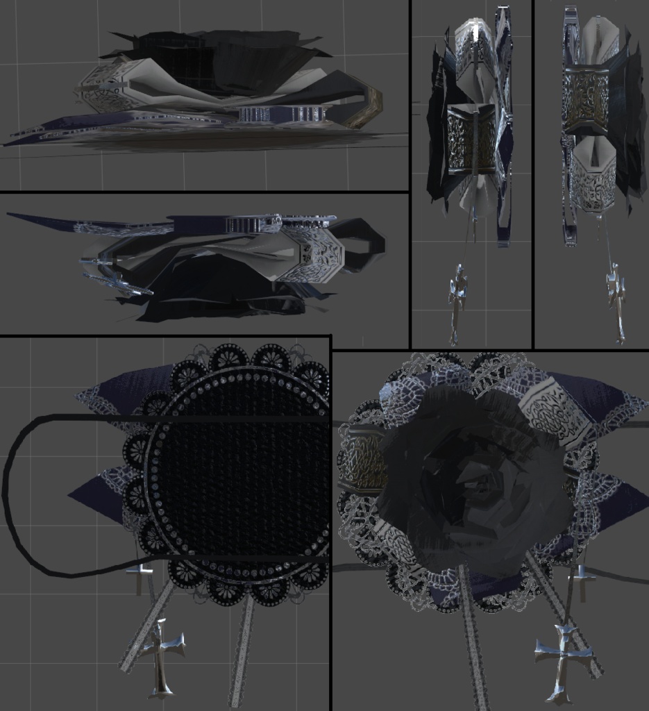 ゴシック調な眼帯(4色差分・紐調整用ボーン入り)