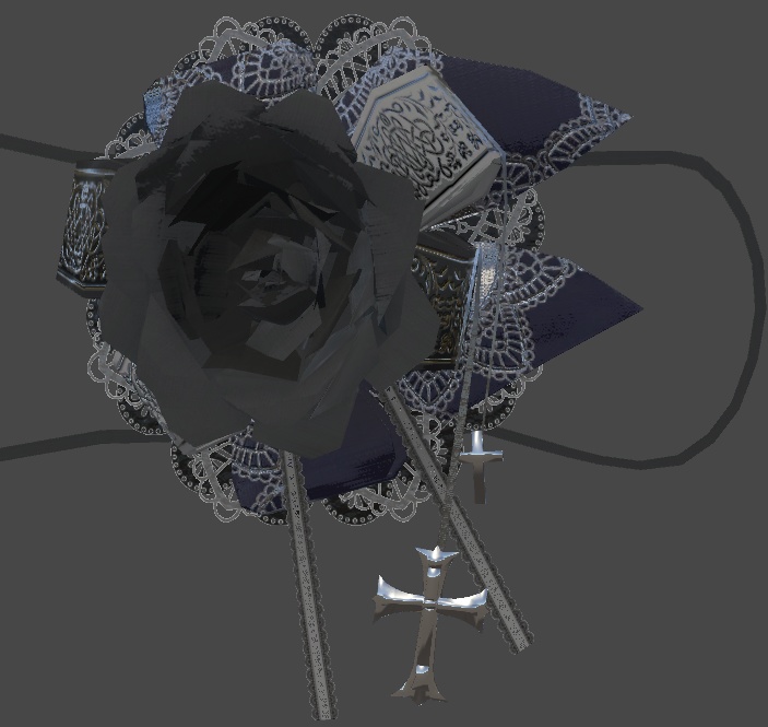 ゴシック調な眼帯(4色差分・紐調整用ボーン入り)