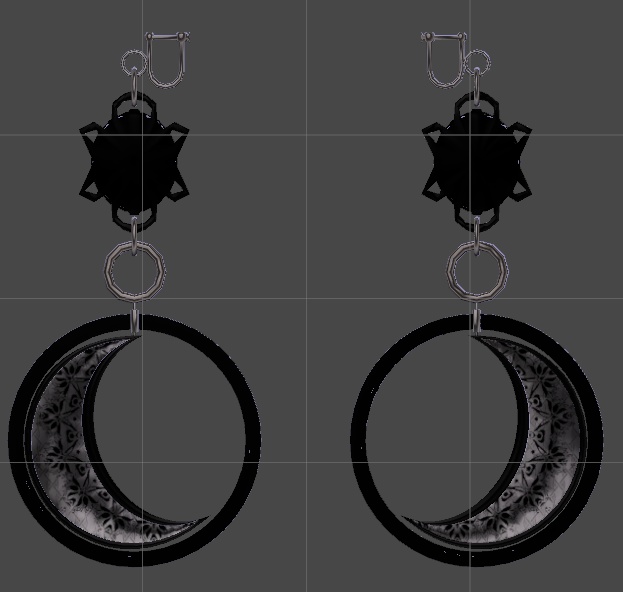 三日月形イヤリング/ピアス(アニメーション・Dynamicbone設定済み)