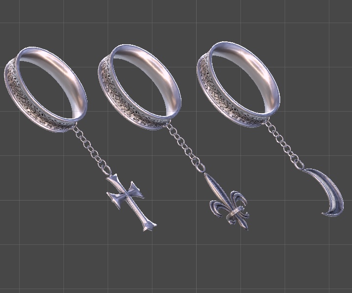 チェーン付きの指輪・リングv2(3種類・PhysBone設定済み)