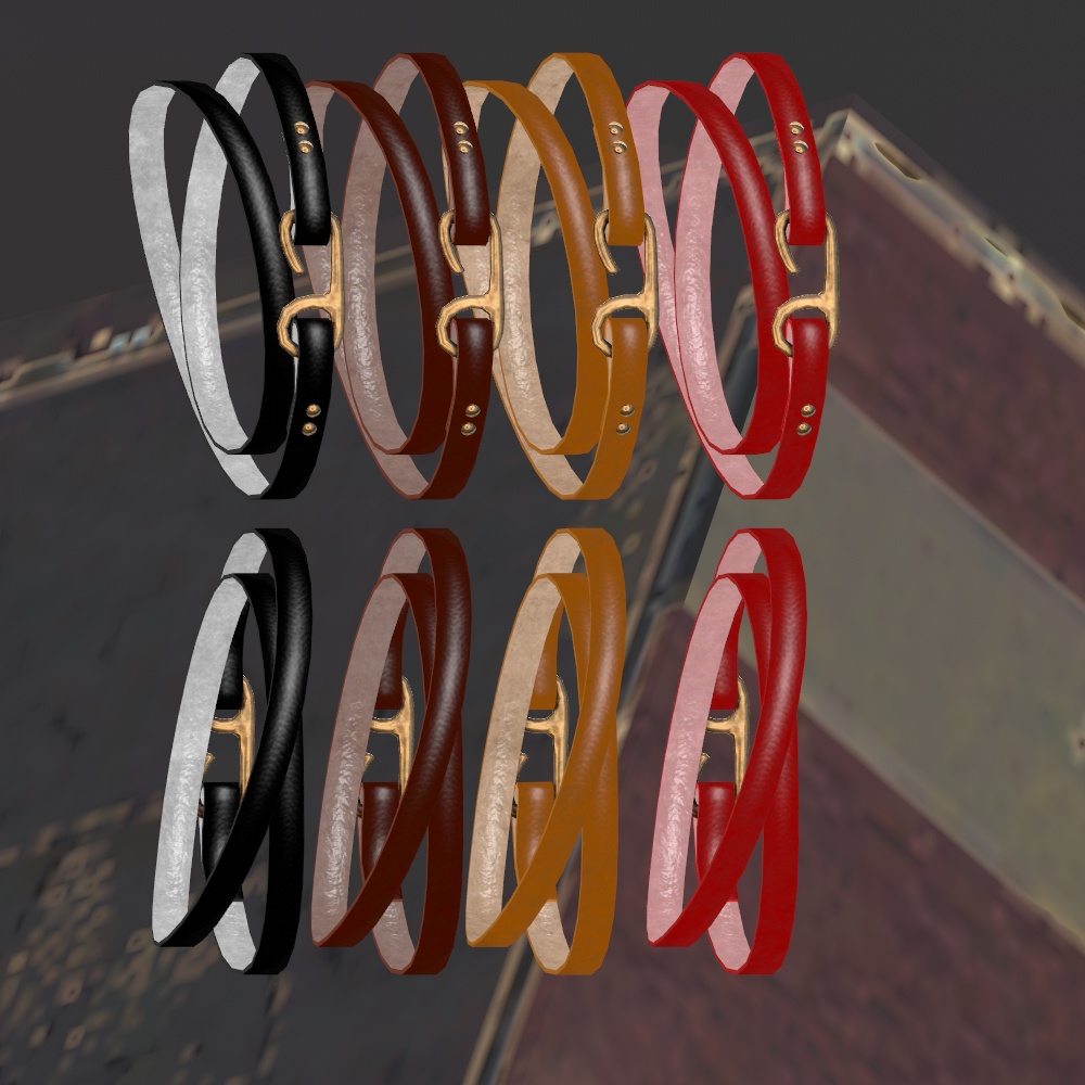 ドシンプルレザーブレスレット(4色テクスチャ差分入り)