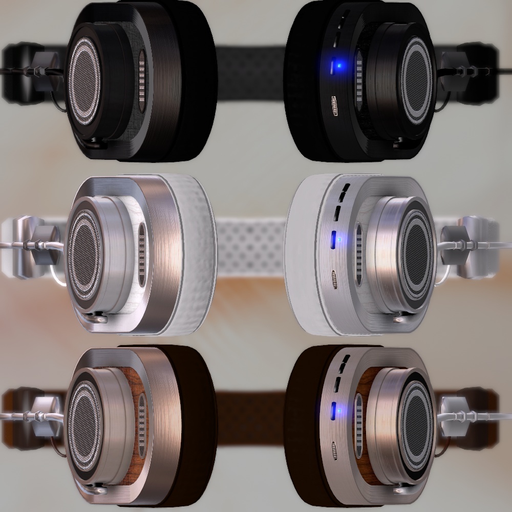 首掛け想定ヘッドホン(3色差分・スタンド付き)