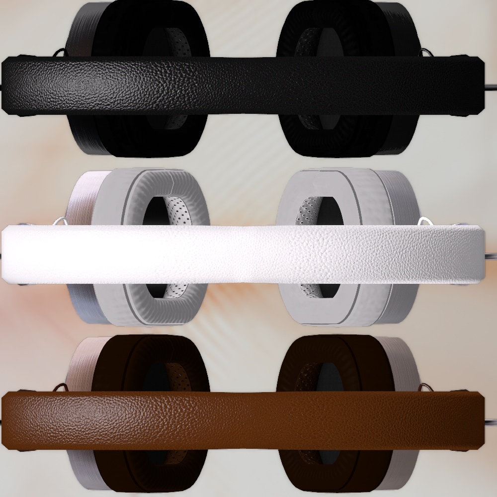 首掛け想定ヘッドホン(3色差分・スタンド付き)