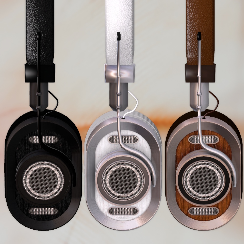首掛け想定ヘッドホン(3色差分・スタンド付き)