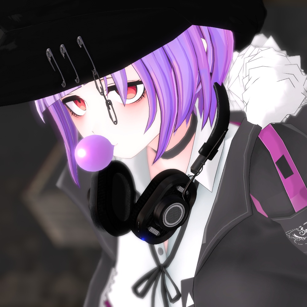 首掛け想定ヘッドホン(3色差分・スタンド付き)