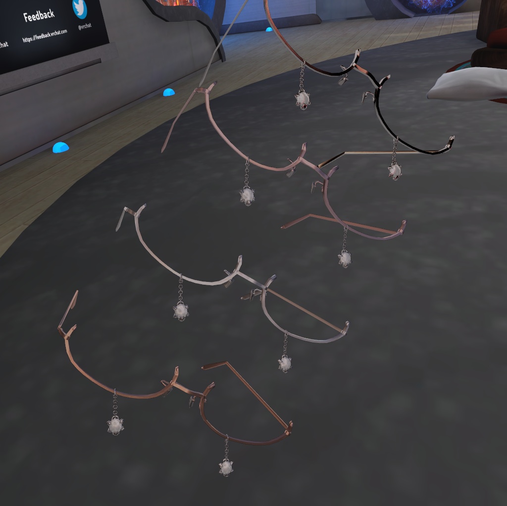 控えめなワイヤーグラス(4色差分入り・調整用ボーン入り・DynamicBone設定済み)