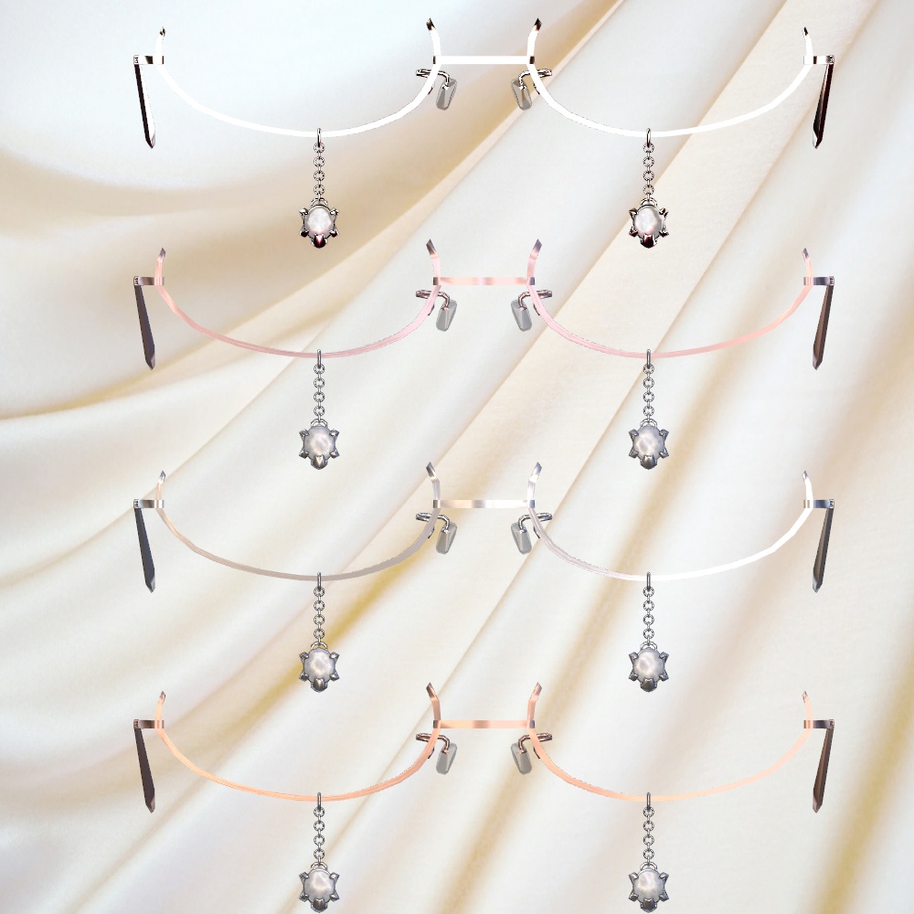 控えめなワイヤーグラス(4色差分入り・調整用ボーン入り・DynamicBone設定済み)