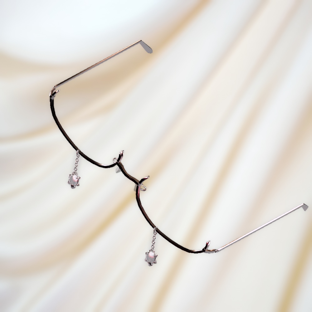 控えめなワイヤーグラス(4色差分入り・調整用ボーン入り・DynamicBone設定済み)