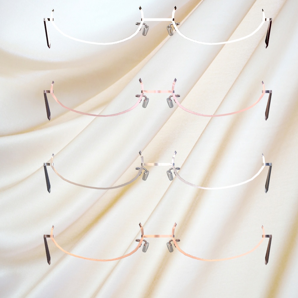 控えめなワイヤーグラス(4色差分入り・調整用ボーン入り・DynamicBone設定済み)