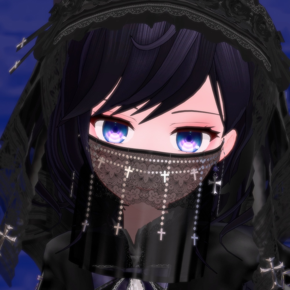 ゴシックフェイスヴェール(調整用ボーン・透過度差分テクスチャ入り)