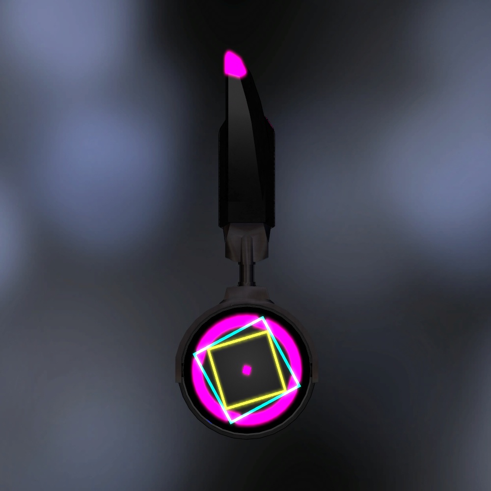 音符溢れ出て光る猫耳ヘッドホン(パーティクル・アニメーション設定済み)