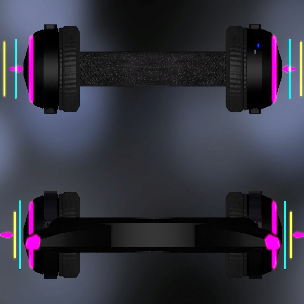 音符溢れ出て光る猫耳ヘッドホン(パーティクル・アニメーション設定済み)