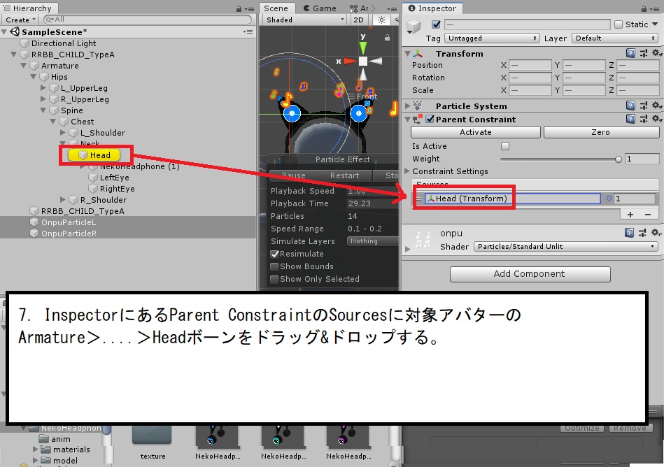 音符溢れ出て光る猫耳ヘッドホン(パーティクル・アニメーション設定済み)