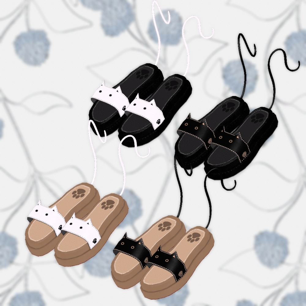 肉球生い茂る猫サンダル(パーティクル・DynamicBone設定済み・4色差分)