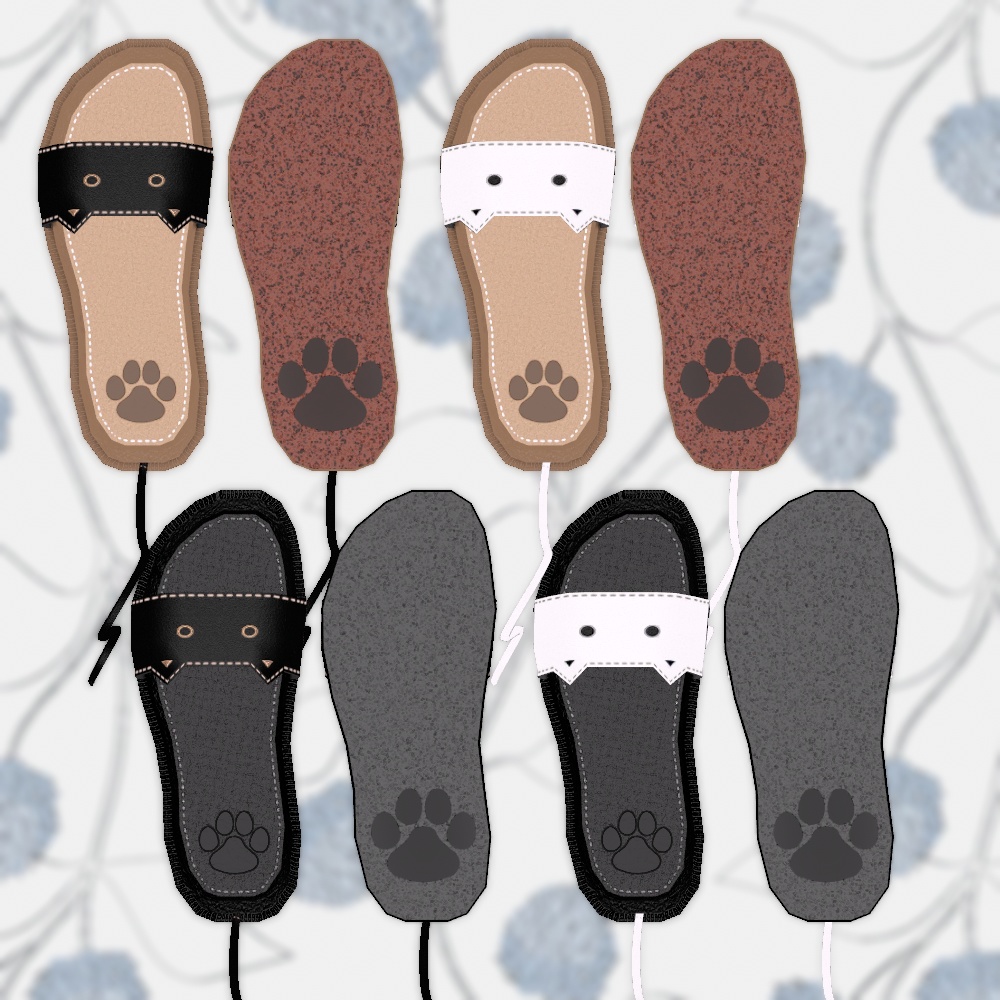 肉球生い茂る猫サンダル(パーティクル・DynamicBone設定済み・4色差分)