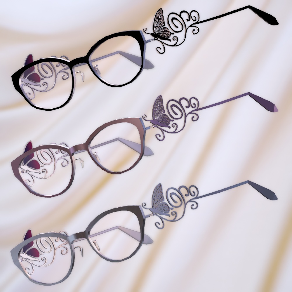 蝶装飾眼鏡（調整用ボーン入り）
