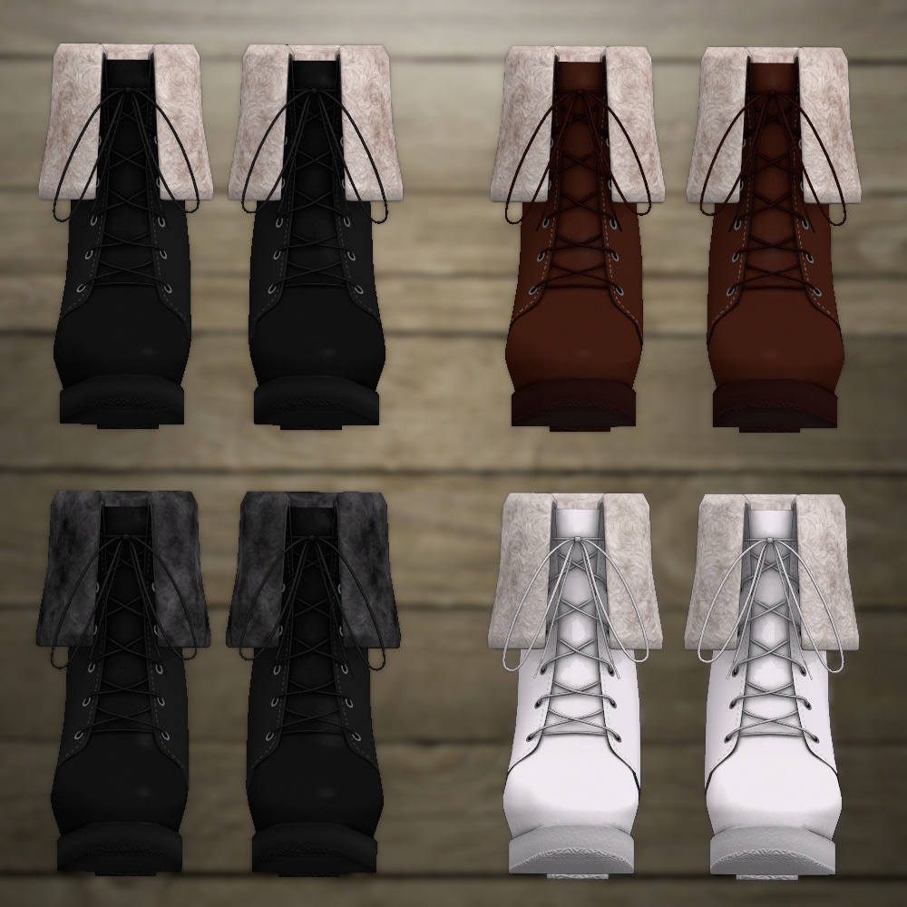 モコついたショートブーツ(4色差分テクスチャ入り)