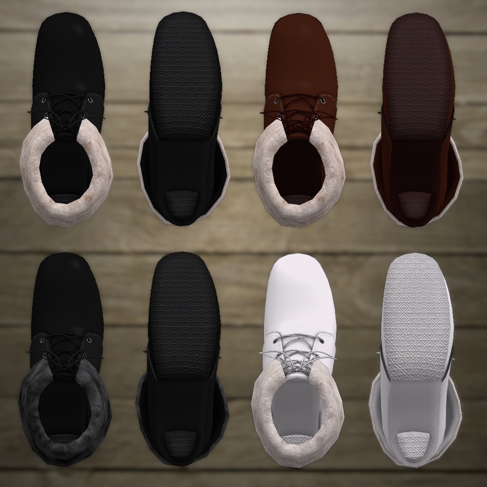 モコついたショートブーツ(4色差分テクスチャ入り)