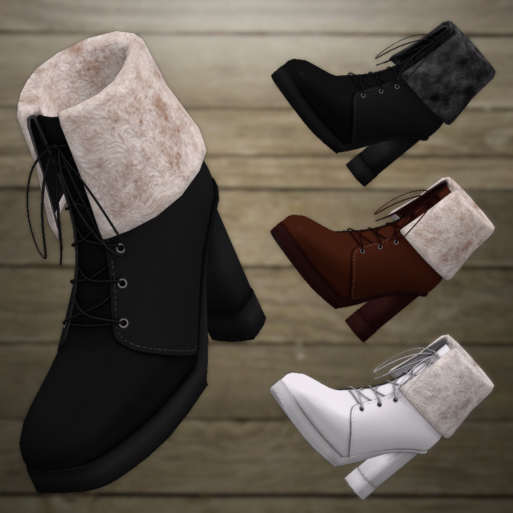 モコついたショートブーツ（4色差分テクスチャ入り）