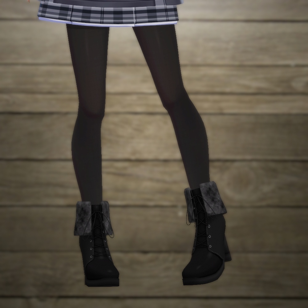 モコついたショートブーツ(4色差分テクスチャ入り)