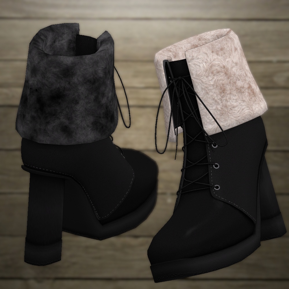 モコついたショートブーツ(4色差分テクスチャ入り)