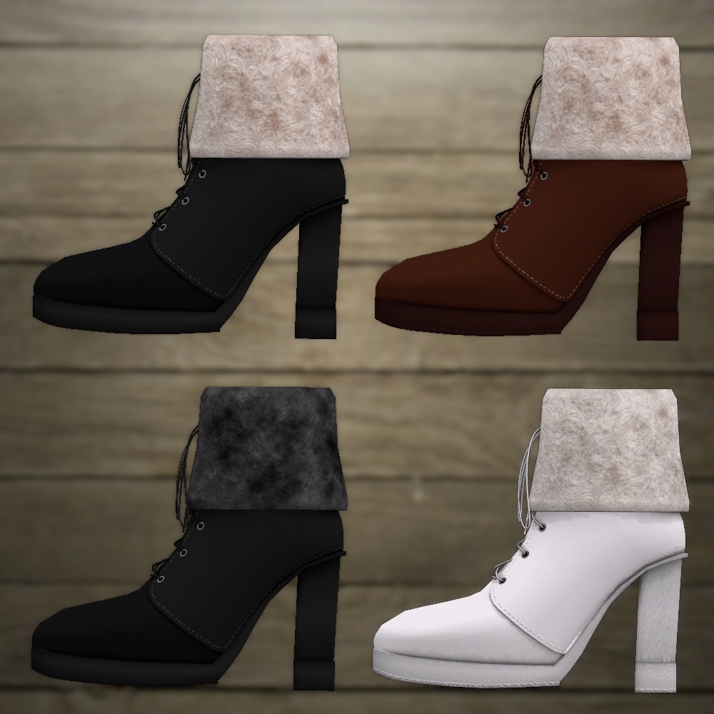 モコついたショートブーツ(4色差分テクスチャ入り)