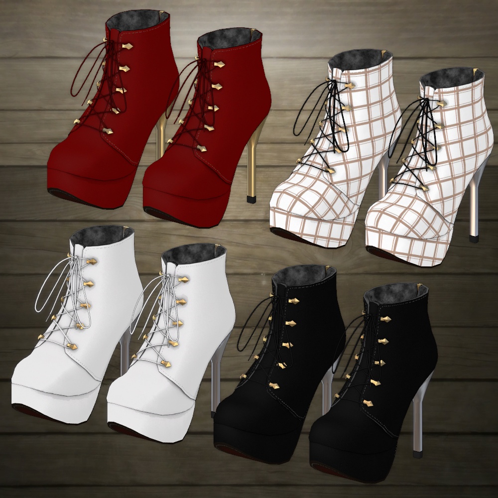 スティレットヒールブーツ(4色差分テクスチャ入り)