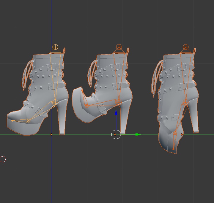 パンクなハイヒールアンクルブーツ(4色差分テクスチャ入り)