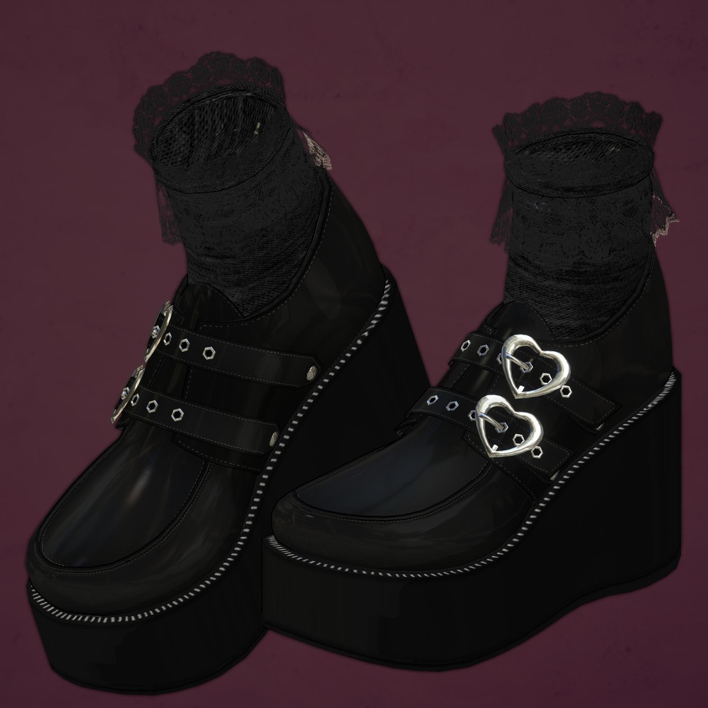 ダブルベルト厚底靴(靴下差分付き)