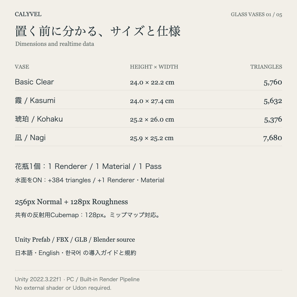 霞・琥珀・凪|ガラス花瓶セット