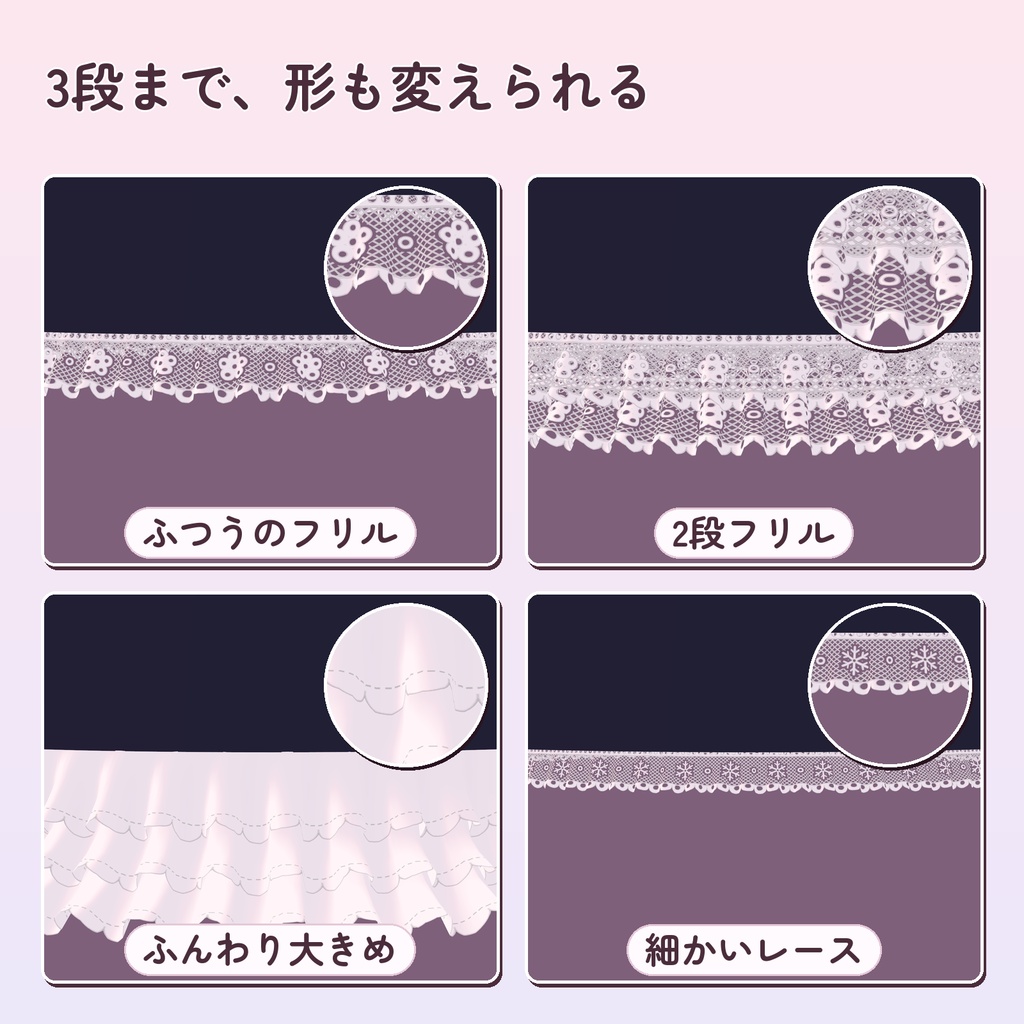 【11/1 21時まで製品版も0円】あとづけフリル&レース 衣装の縁にフリルとレースを足す NDMF ツール