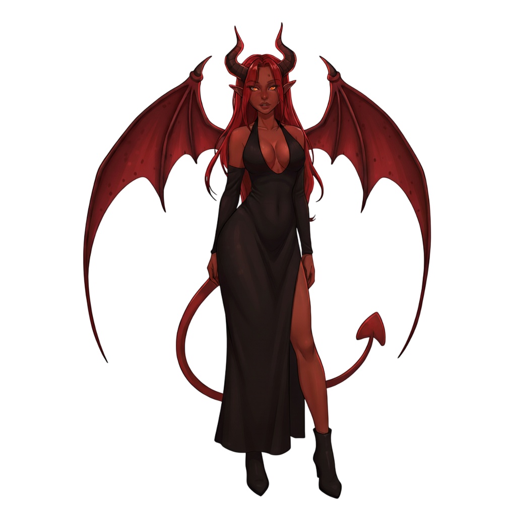 Black Dress Nix - Sexy Anime Succubus Vixen | Digital Sticker | PNG & Transparent