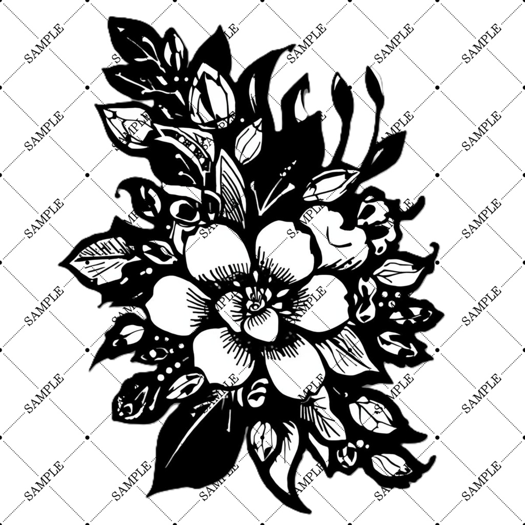 タトゥー風デザインテクスチャ　花
