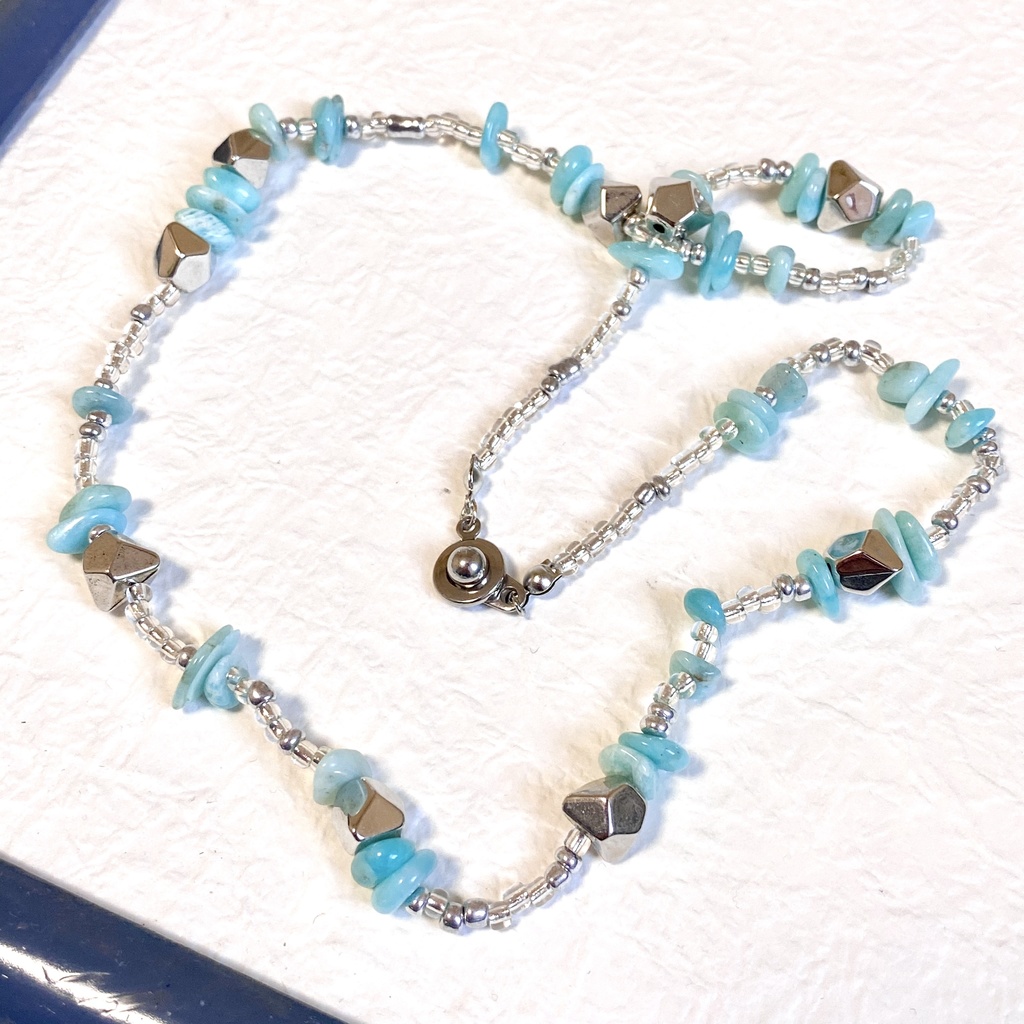 [アレルギー対応] アマゾナイトのビーズネックレス