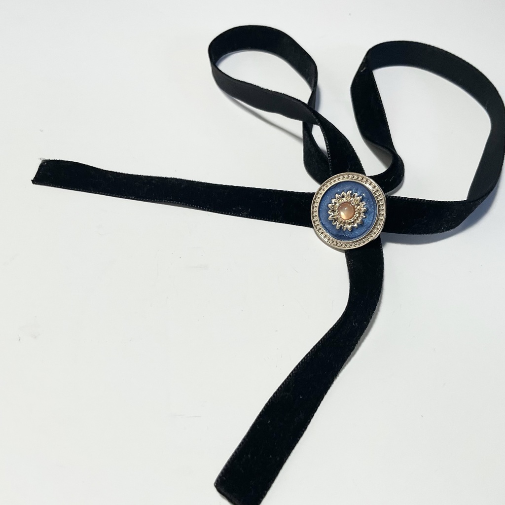 [アレルギー対応] ベルベットリボンのクロスタイ