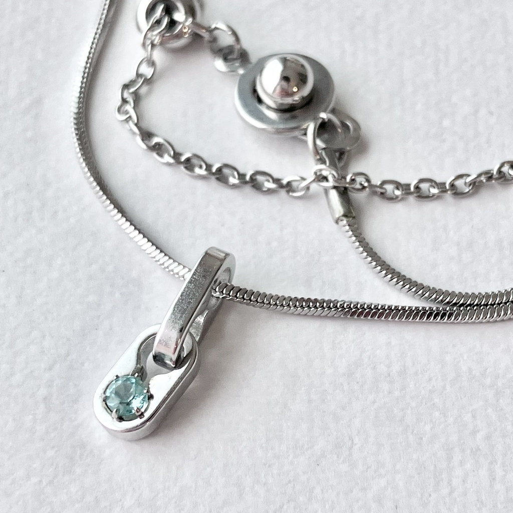 [アレルギー対応] ブルーグリーンアパタイトの可変ネックレス