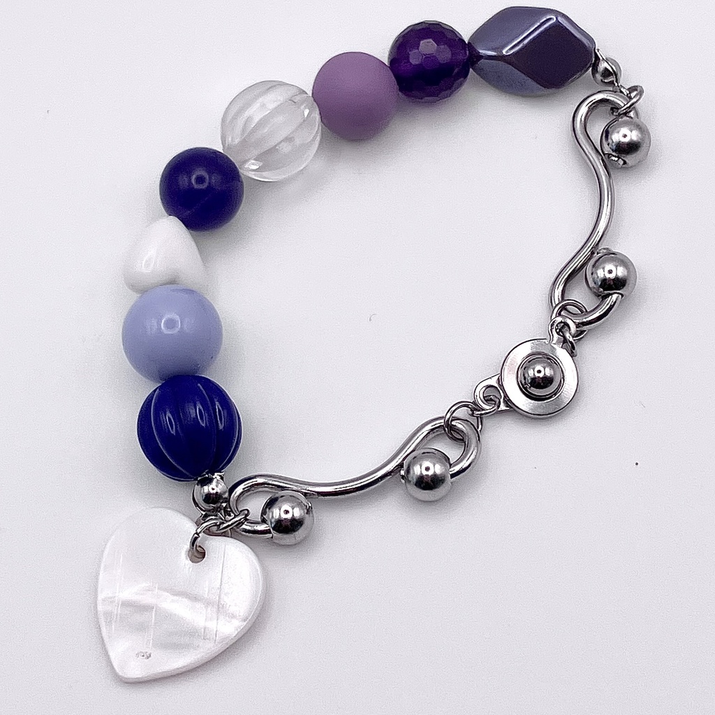 [アレルギー対応] シェルハートの寒色づくしブレスレット