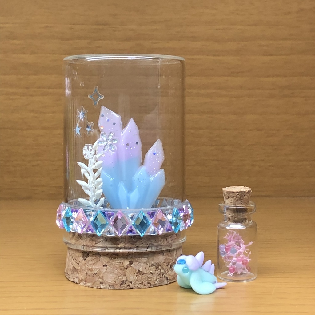 幻獣シーエクラ(水色×紫) 雪のジオラマ(紫×水色)