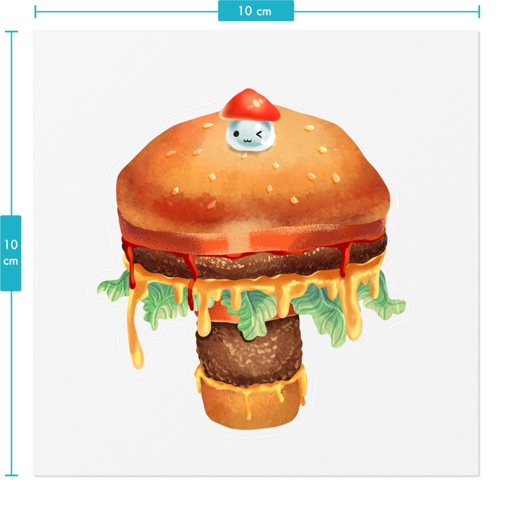 「やむやむ!きのこバーガー」ステッカー