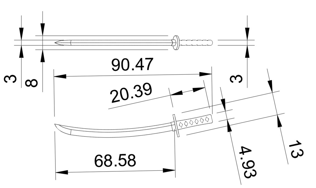 【STLデータのみ】シンプルなカタナ