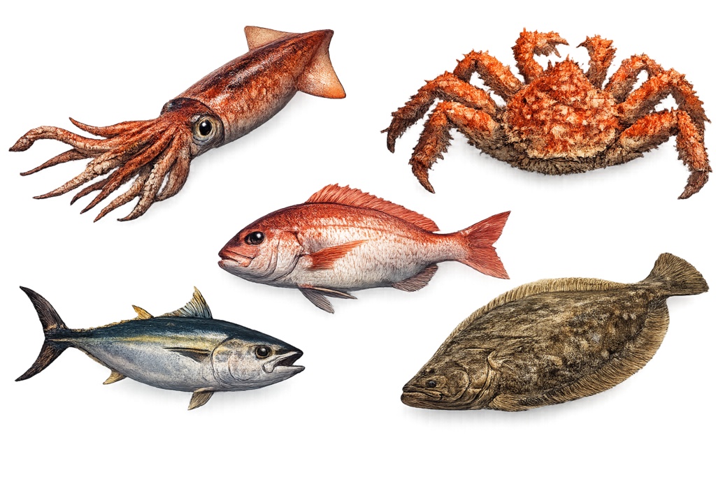 リアル海の生き物 透過PNG素材5種セット