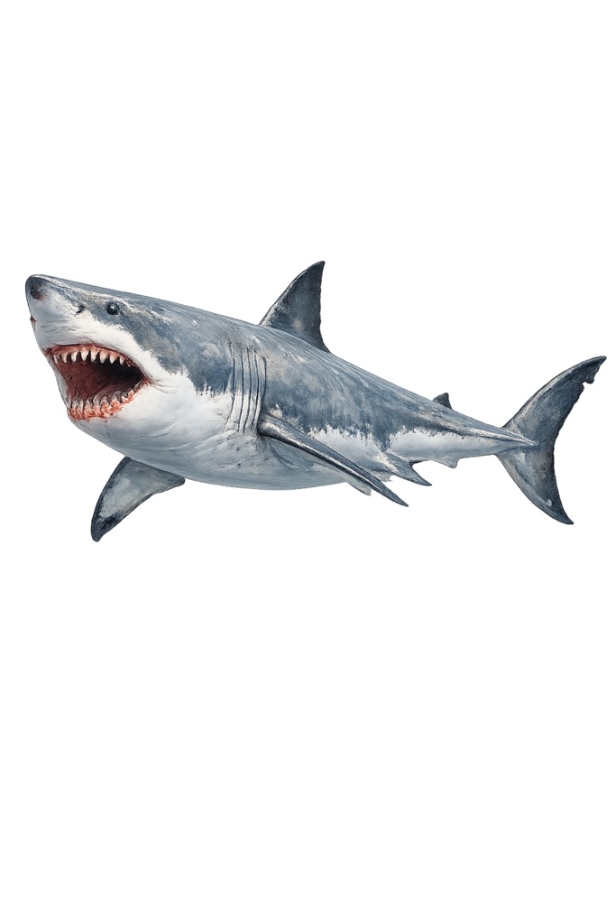 リアル ホオジロザメ 透過PNG素材（サメイラスト素材）