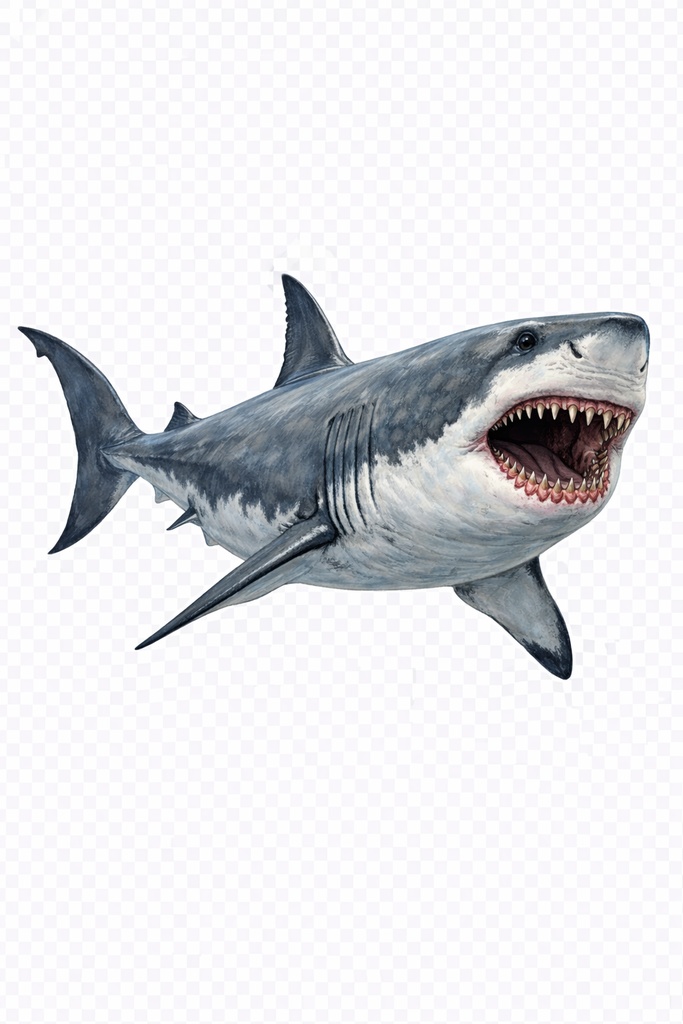 リアル メガロドン 透過PNG素材（古代サメイラスト）